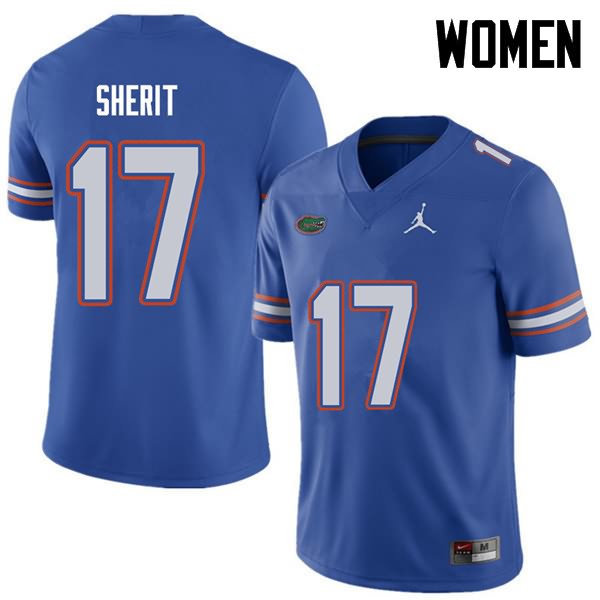 NCAA Florida Gators Jordan Sherit Women's #17 Jordan Brand Royal Stitched Authentic College Football Jersey QCT7064UR